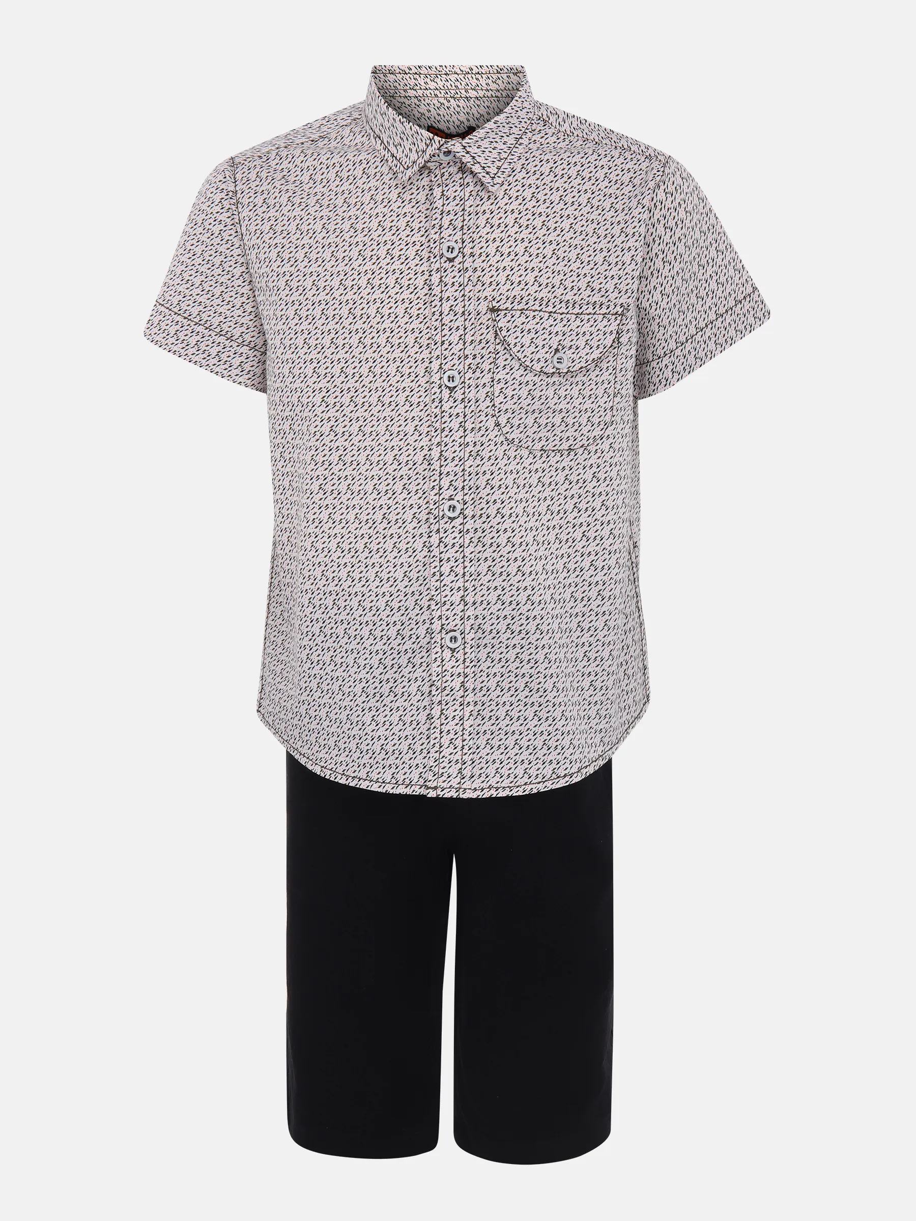 White Printed Cotton Shirt Pant Set